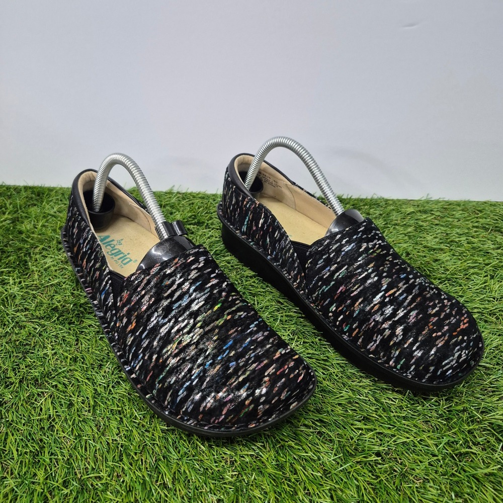 Alegria Debra Slip On Shoes Womens 40 Black Multi Color Le ather Professional